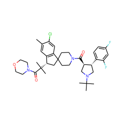 Cc1cc2c(cc1Cl)C1(CCN(C(=O)[C@@H]3CN(C(C)(C)C)C[C@H]3c3ccc(F)cc3F)CC1)C[C@@H]2C(C)(C)C(=O)N1CCOCC1 ZINC000072110253