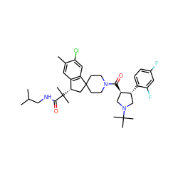 Cc1cc2c(cc1Cl)C1(CCN(C(=O)[C@@H]3CN(C(C)(C)C)C[C@H]3c3ccc(F)cc3F)CC1)C[C@@H]2C(C)(C)C(=O)NCC(C)C ZINC000072107087