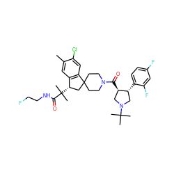 Cc1cc2c(cc1Cl)C1(CCN(C(=O)[C@@H]3CN(C(C)(C)C)C[C@H]3c3ccc(F)cc3F)CC1)C[C@@H]2C(C)(C)C(=O)NCCF ZINC000072107614