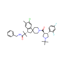 Cc1cc2c(cc1Cl)C1(CCN(C(=O)[C@@H]3CN(C(C)(C)C)C[C@H]3c3ccc(F)cc3F)CC1)C[C@@H]2C(C)(C)C(=O)NCc1ccccc1 ZINC000072107088