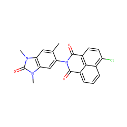 Cc1cc2c(cc1N1C(=O)c3cccc4c(Cl)ccc(c34)C1=O)n(C)c(=O)n2C ZINC001772629024