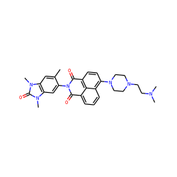 Cc1cc2c(cc1N1C(=O)c3cccc4c(N5CCN(CCN(C)C)CC5)ccc(c34)C1=O)n(C)c(=O)n2C ZINC001772603812