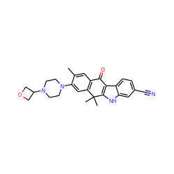 Cc1cc2c(cc1N1CCN(C3COC3)CC1)C(C)(C)c1[nH]c3cc(C#N)ccc3c1C2=O ZINC000072178964