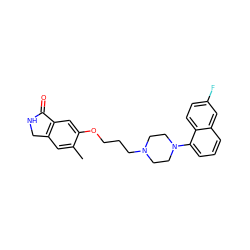 Cc1cc2c(cc1OCCCN1CCN(c3cccc4cc(F)ccc34)CC1)C(=O)NC2 ZINC000064513566