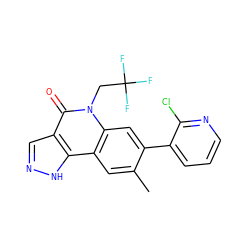 Cc1cc2c3[nH]ncc3c(=O)n(CC(F)(F)F)c2cc1-c1cccnc1Cl ZINC000205038556