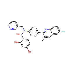 Cc1cc2cc(F)ccc2nc1-c1ccc(N(Cc2cccnc2)C(=O)c2ccc(O)cc2O)cc1 ZINC000653676836