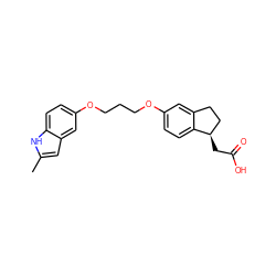 Cc1cc2cc(OCCCOc3ccc4c(c3)CC[C@H]4CC(=O)O)ccc2[nH]1 ZINC000014977268