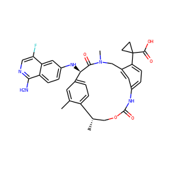 Cc1cc2ccc1[C@@H](C)COC(=O)Nc1ccc(C3(C(=O)O)CC3)c(c1)CN(C)C(=O)[C@@H]2Nc1ccc2c(N)ncc(F)c2c1 ZINC000207292814