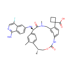 Cc1cc2ccc1[C@@H](C)COC(=O)Nc1ccc(C3(C(=O)O)CCC3)c(c1)CN(C)C(=O)[C@@H]2Nc1ccc2c(N)ncc(F)c2c1 ZINC000584905119