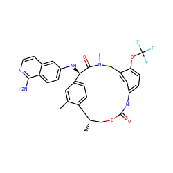 Cc1cc2ccc1[C@@H](C)COC(=O)Nc1ccc(OC(F)(F)F)c(c1)CN(C)C(=O)[C@@H]2Nc1ccc2c(N)nccc2c1 ZINC001772593254