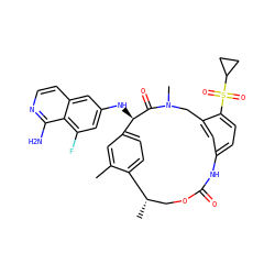 Cc1cc2ccc1[C@@H](C)COC(=O)Nc1ccc(S(=O)(=O)C3CC3)c(c1)CN(C)C(=O)[C@@H]2Nc1cc(F)c2c(N)nccc2c1 ZINC000207276824