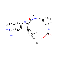 Cc1cc2ccc1[C@@H](C)COC(=O)Nc1cccc(c1)CN(C)C(=O)[C@@H]2Nc1ccc2c(N)nccc2c1 ZINC001772652160