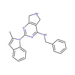 Cc1cc2ccccc2n1-c1nc2c(c(NCc3ccccc3)n1)CNC2 ZINC000208111722