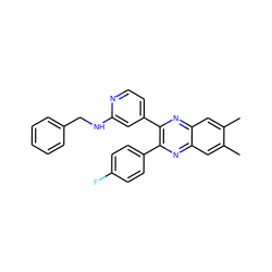 Cc1cc2nc(-c3ccc(F)cc3)c(-c3ccnc(NCc4ccccc4)c3)nc2cc1C ZINC000045245049