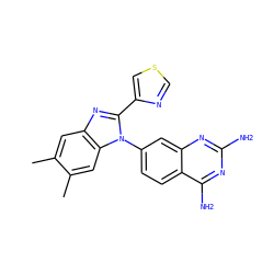 Cc1cc2nc(-c3cscn3)n(-c3ccc4c(N)nc(N)nc4c3)c2cc1C ZINC000098208038