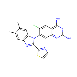 Cc1cc2nc(-c3nccs3)n(-c3cc4nc(N)nc(N)c4cc3Cl)c2cc1C ZINC000068246438