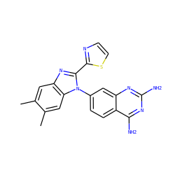 Cc1cc2nc(-c3nccs3)n(-c3ccc4c(N)nc(N)nc4c3)c2cc1C ZINC000068246437