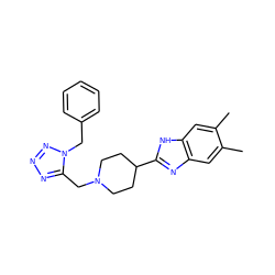 Cc1cc2nc(C3CCN(Cc4nnnn4Cc4ccccc4)CC3)[nH]c2cc1C ZINC000004966596