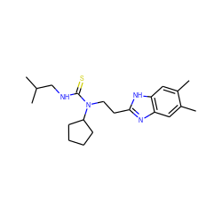 Cc1cc2nc(CCN(C(=S)NCC(C)C)C3CCCC3)[nH]c2cc1C ZINC000008672240