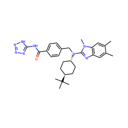 Cc1cc2nc(N(Cc3ccc(C(=O)Nc4nnn[nH]4)cc3)[C@H]3CC[C@H](C(C)(C)C)CC3)n(C)c2cc1C ZINC000253665703