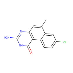 Cc1cc2nc(N)[nH]c(=O)c2c2ccc(Cl)cc12 ZINC000013832391