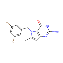 Cc1cc2nc(N)[nH]c(=O)c2n1Cc1cc(Br)cc(Br)c1 ZINC000014974320