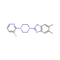 Cc1cc2nc(N3CCN(c4ncccc4Cl)CC3)[nH]c2cc1C ZINC000028339636