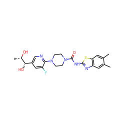 Cc1cc2nc(NC(=O)N3CCN(c4ncc([C@H](O)[C@H](C)O)cc4F)CC3)sc2cc1C ZINC000206128367