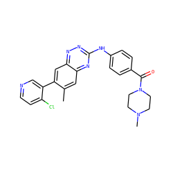 Cc1cc2nc(Nc3ccc(C(=O)N4CCN(C)CC4)cc3)nnc2cc1-c1cnccc1Cl ZINC000096167751