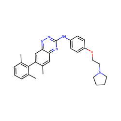 Cc1cc2nc(Nc3ccc(OCCN4CCCC4)cc3)nnc2cc1-c1c(C)cccc1C ZINC000028702762