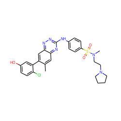 Cc1cc2nc(Nc3ccc(S(=O)(=O)N(C)CCN4CCCC4)cc3)nnc2cc1-c1cc(O)ccc1Cl ZINC000096167817