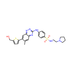 Cc1cc2nc(Nc3ccc(S(=O)(=O)NCCN4CCCC4)cc3)nnc2cc1-c1ccc(CO)s1 ZINC000096167772