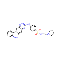 Cc1cc2nc(Nc3ccc(S(=O)(=O)NCCN4CCCC4)cc3)nnc2cc1-c1ccccc1N ZINC000096167755