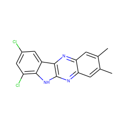 Cc1cc2nc3[nH]c4c(Cl)cc(Cl)cc4c3nc2cc1C ZINC000003954268