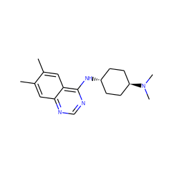 Cc1cc2ncnc(N[C@H]3CC[C@H](N(C)C)CC3)c2cc1C ZINC000584615076