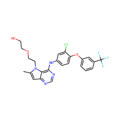 Cc1cc2ncnc(Nc3ccc(Oc4cccc(C(F)(F)F)c4)c(Cl)c3)c2n1CCOCCO ZINC000073196336