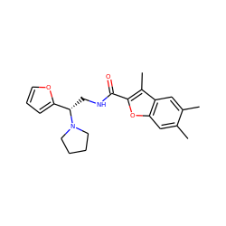 Cc1cc2oc(C(=O)NC[C@@H](c3ccco3)N3CCCC3)c(C)c2cc1C ZINC000005451298