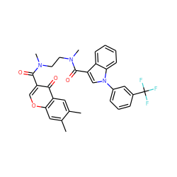 Cc1cc2occ(C(=O)N(C)CCN(C)C(=O)c3cn(-c4cccc(C(F)(F)F)c4)c4ccccc34)c(=O)c2cc1C ZINC000653785981