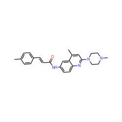 Cc1ccc(/C=C/C(=O)Nc2ccc3nc(N4CCN(C)CC4)cc(C)c3c2)cc1 ZINC000020114379