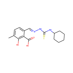 Cc1ccc(/C=N/NC(=S)NC2CCCCC2)c(C(=O)O)c1O ZINC000028705962