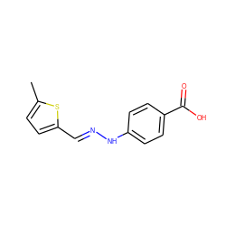 Cc1ccc(/C=N/Nc2ccc(C(=O)O)cc2)s1 ZINC000004920217