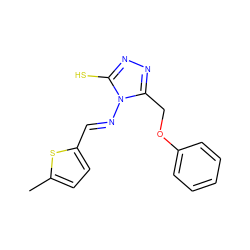 Cc1ccc(/C=N/n2c(S)nnc2COc2ccccc2)s1 ZINC000002700115