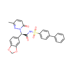 Cc1ccc(=O)n([C@@H](C(=O)NS(=O)(=O)c2ccc(-c3ccccc3)cc2)c2ccc3c(c2)OCO3)n1 ZINC000026668526