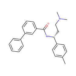 Cc1ccc([C@@H](CCN(C)C)NC(=O)c2cccc(-c3ccccc3)c2)cc1 ZINC000045286035