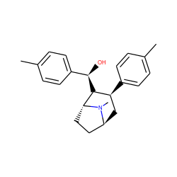 Cc1ccc([C@@H](O)[C@H]2[C@@H](c3ccc(C)cc3)C[C@H]3CC[C@H]2N3C)cc1 ZINC000101100619