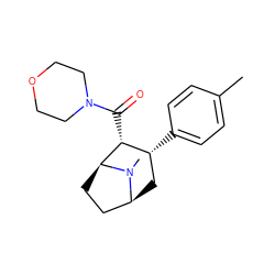 Cc1ccc([C@@H]2C[C@H]3CC[C@@H]([C@@H]2C(=O)N2CCOCC2)N3C)cc1 ZINC000036177318