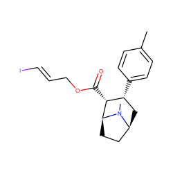 Cc1ccc([C@@H]2C[C@H]3CC[C@@H]([C@@H]2C(=O)OC/C=C/I)N3C)cc1 ZINC000036177215