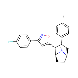 Cc1ccc([C@@H]2C[C@H]3CC[C@@H]([C@@H]2c2cc(-c4ccc(F)cc4)no2)N3C)cc1 ZINC000036271713