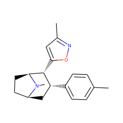 Cc1ccc([C@@H]2C[C@H]3CC[C@@H]([C@@H]2c2cc(C)no2)N3C)cc1 ZINC000004383518