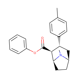 Cc1ccc([C@@H]2C[C@H]3CC[C@@H]([C@H]2C(=O)Oc2ccccc2)N3C)cc1 ZINC000026509080